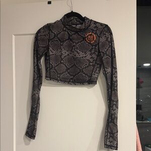 Snake Print Long Sleeve Crop Top